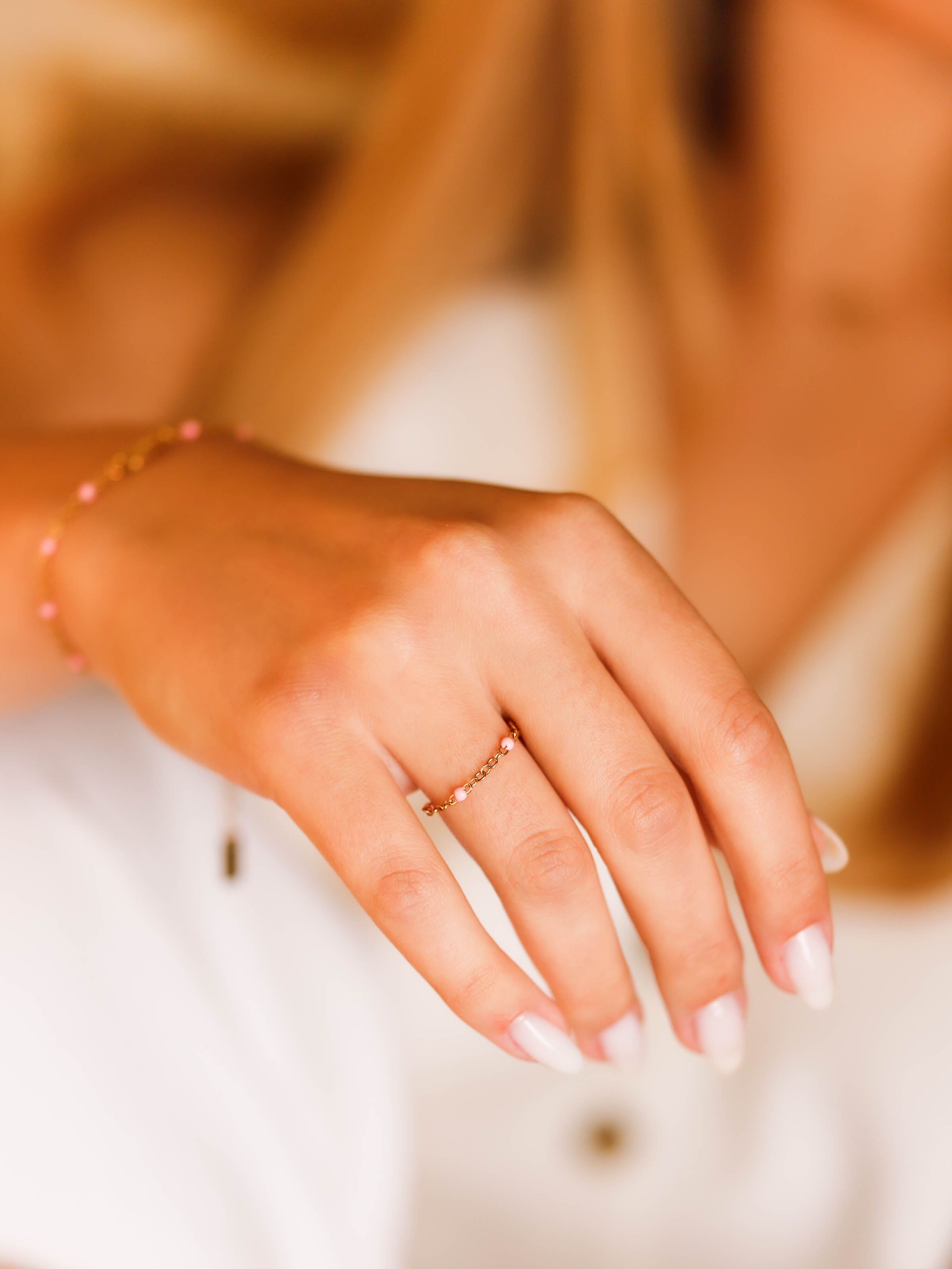 bague en acier inoxydable et résine pour femme 