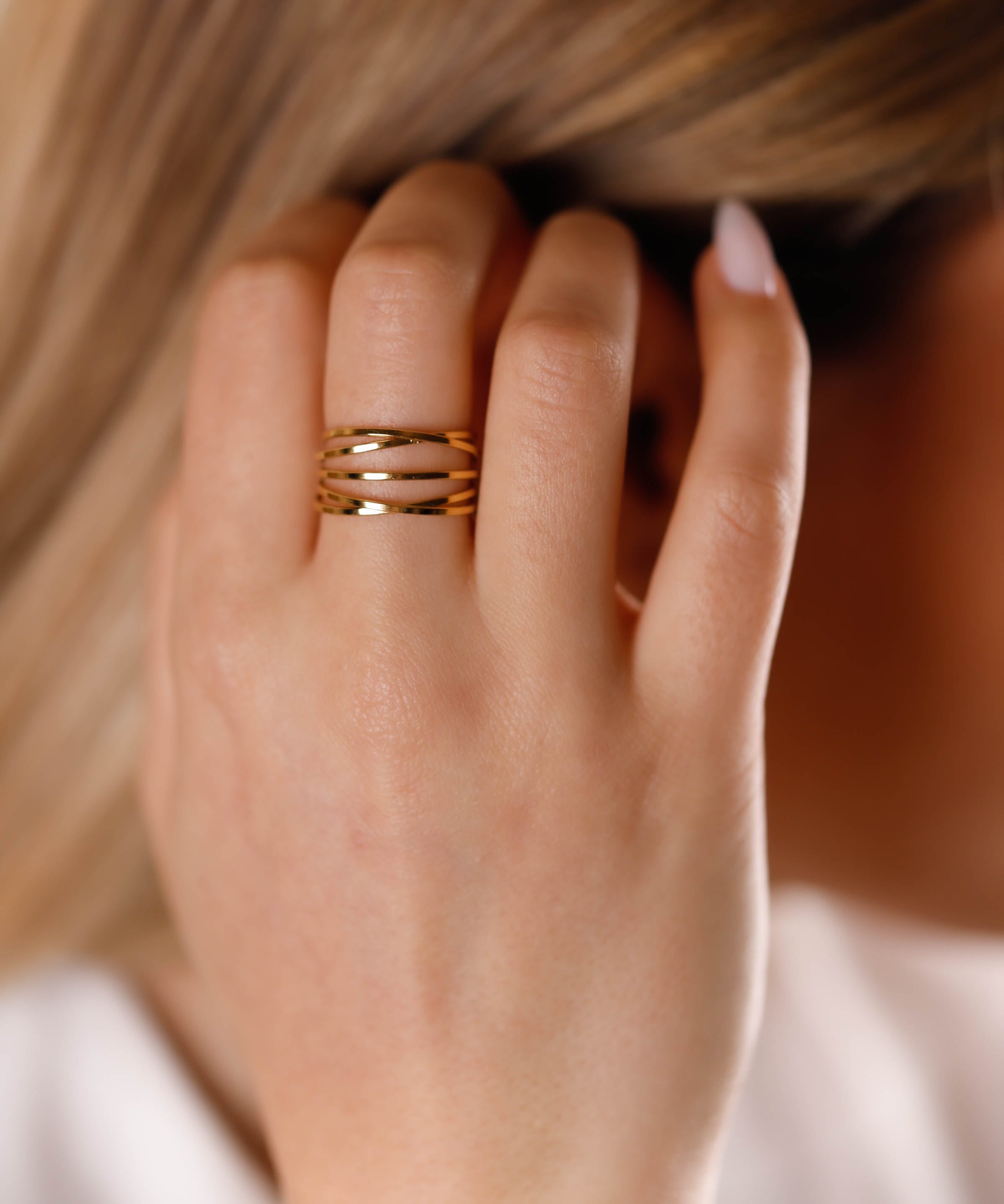 bague en acier inoxydable réglable pour femme 