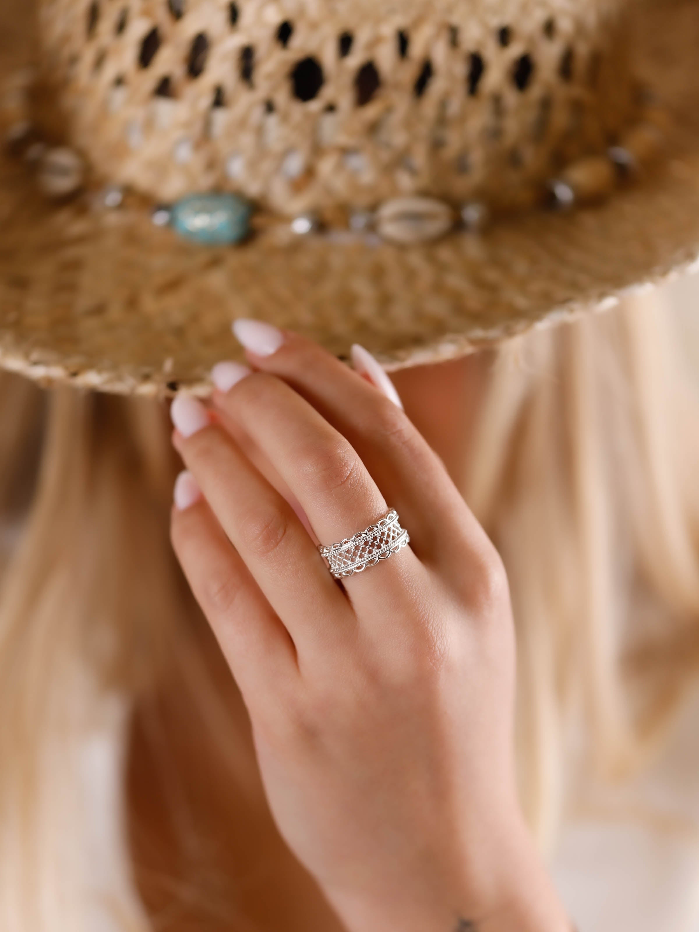 bague en argent 925 réglable pour femme 