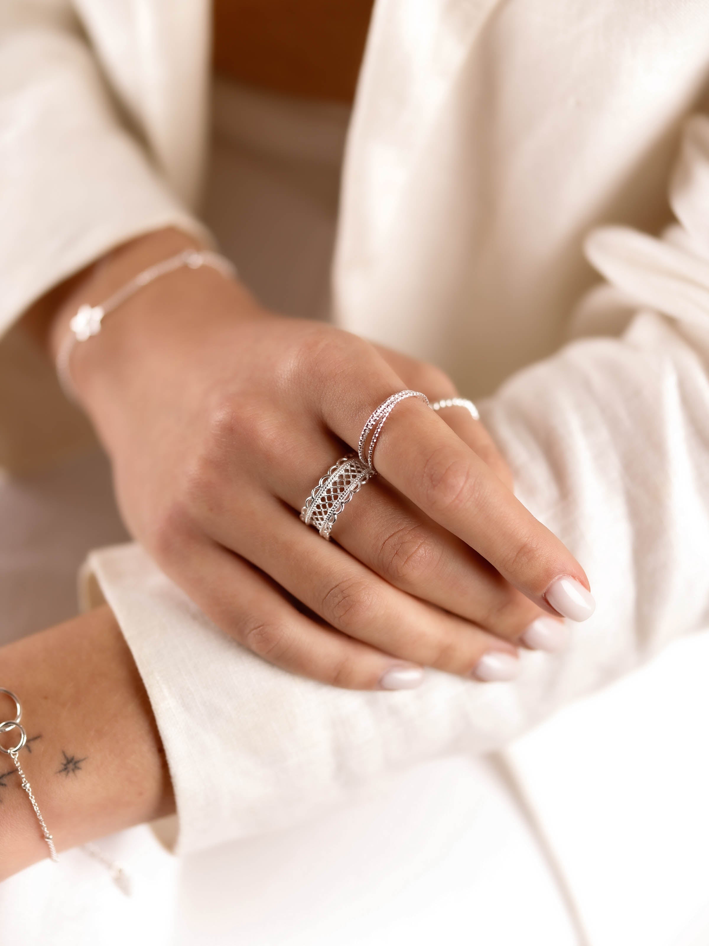 bague en argent 925 réglable pour femme 