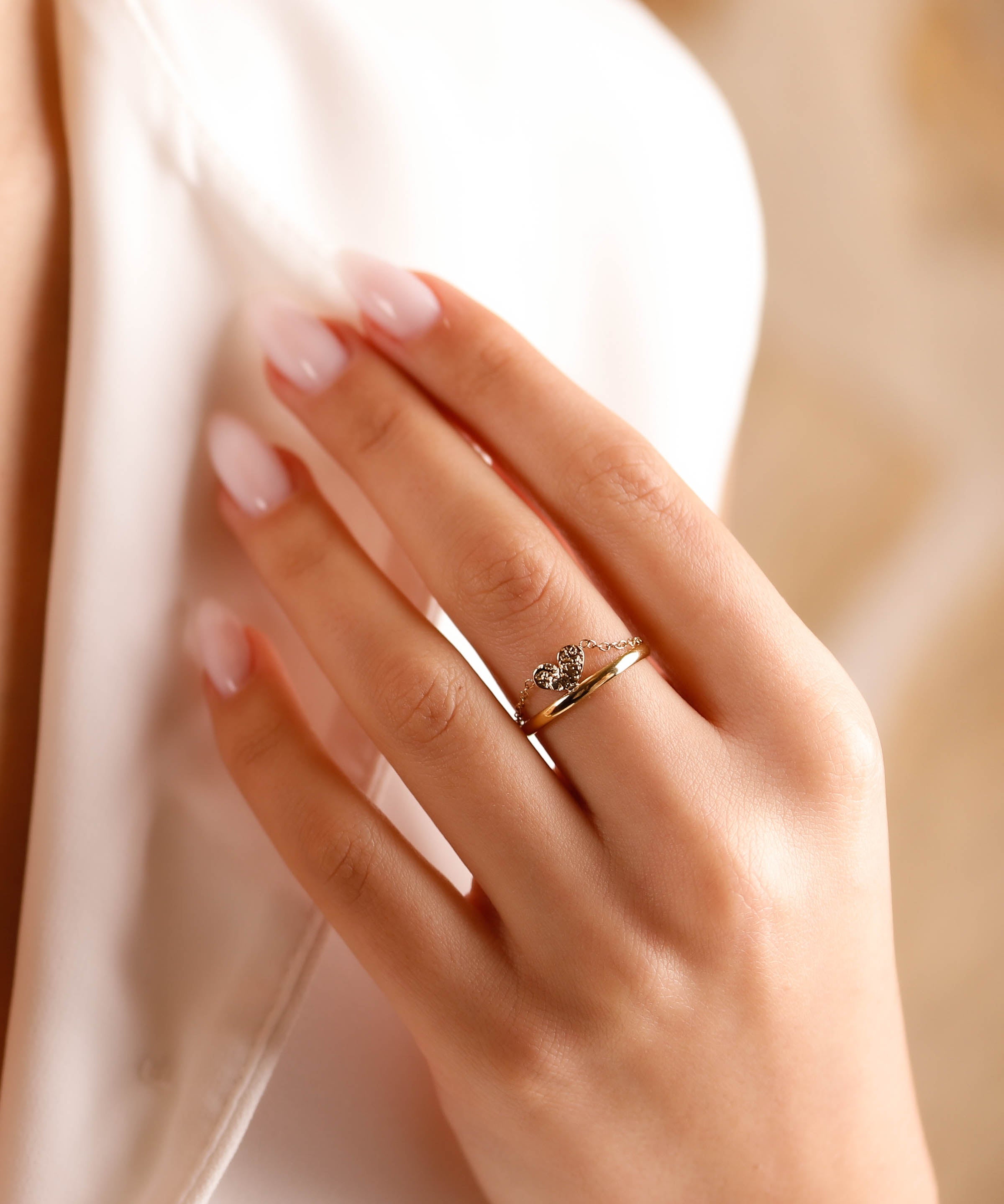 bague en acier inoxydable réglable pour femme 