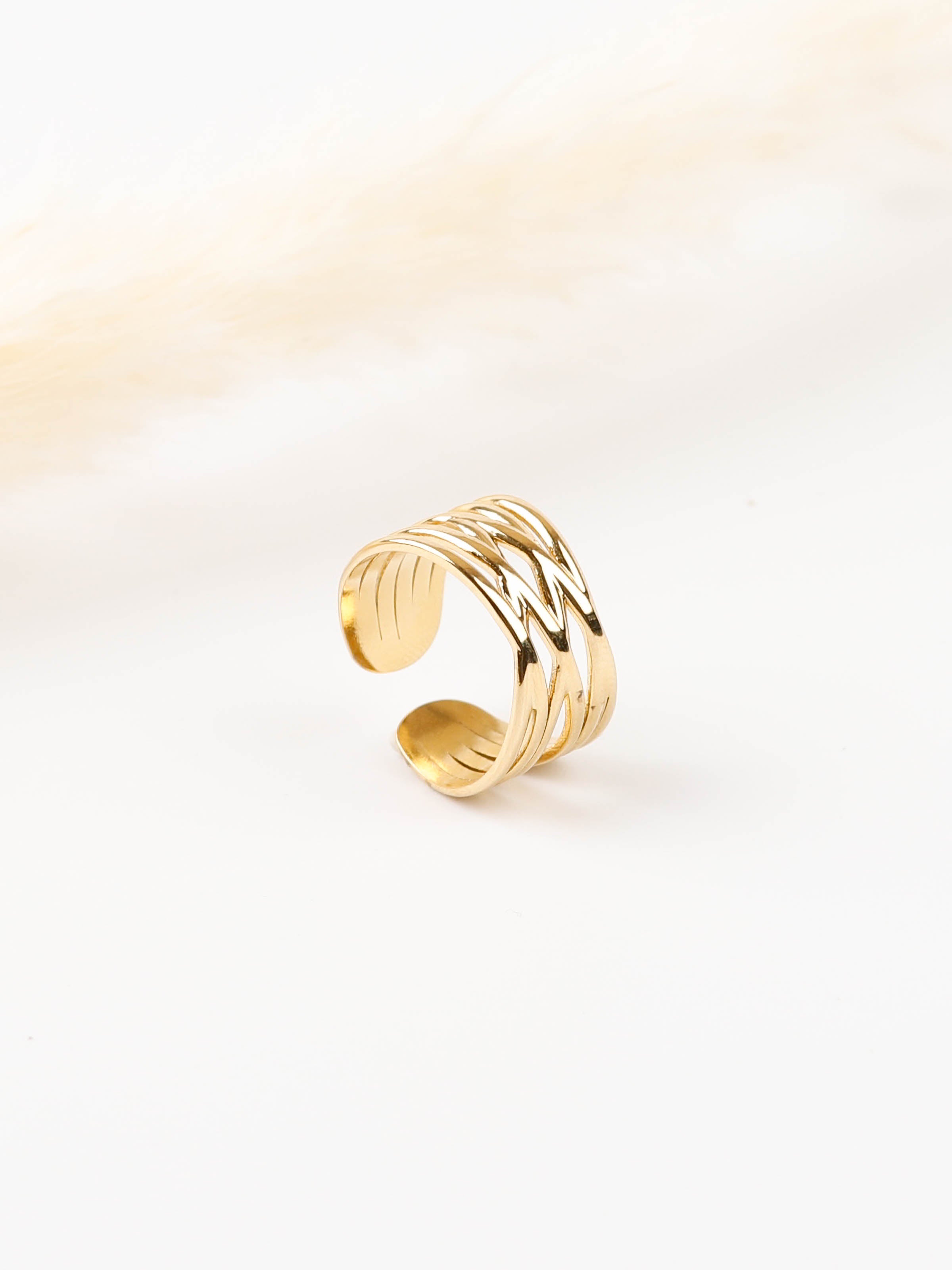 bague en acier inoxydable réglable pour femme 