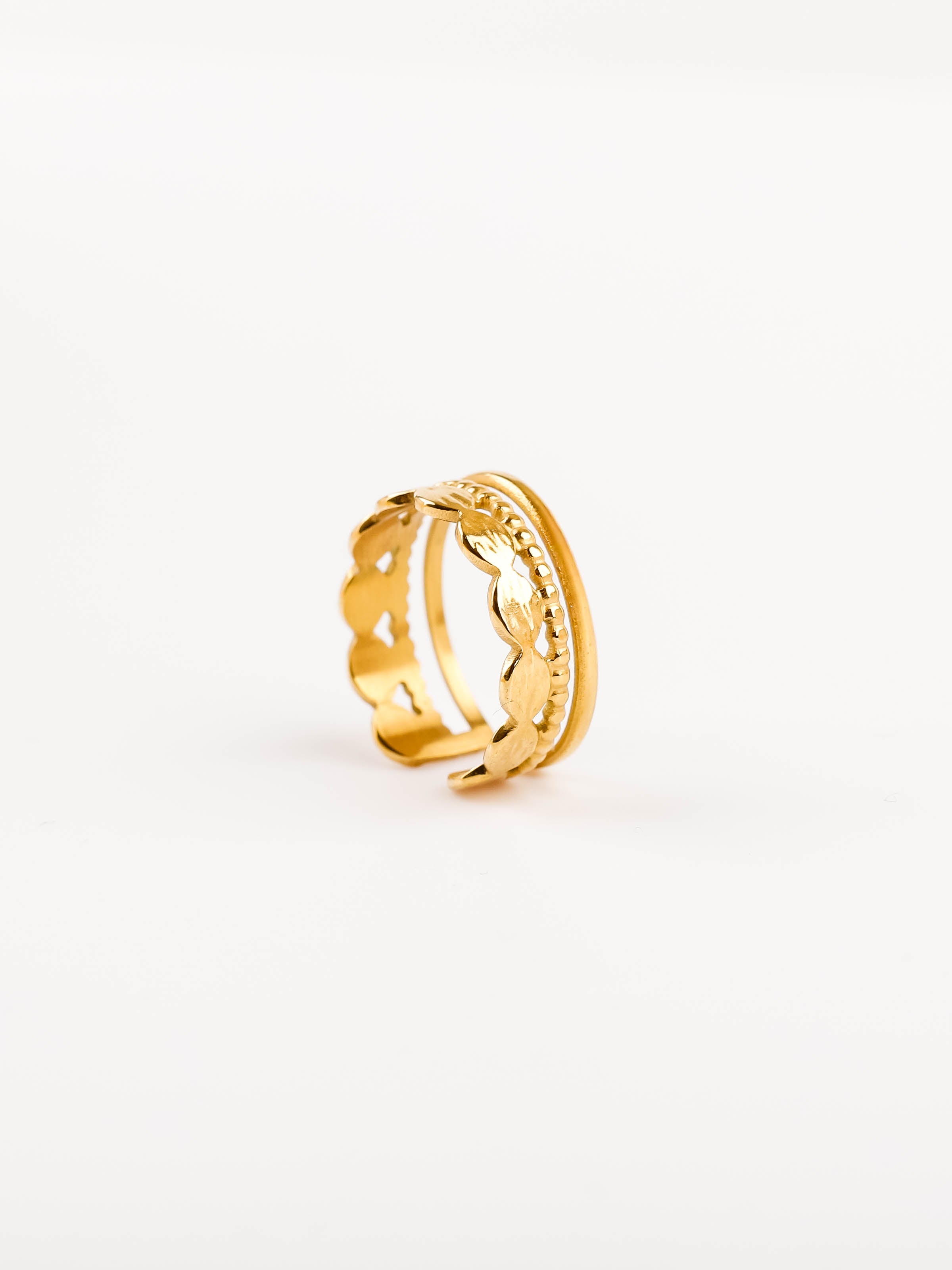 bague en acier inoxydable réglable pour femme 