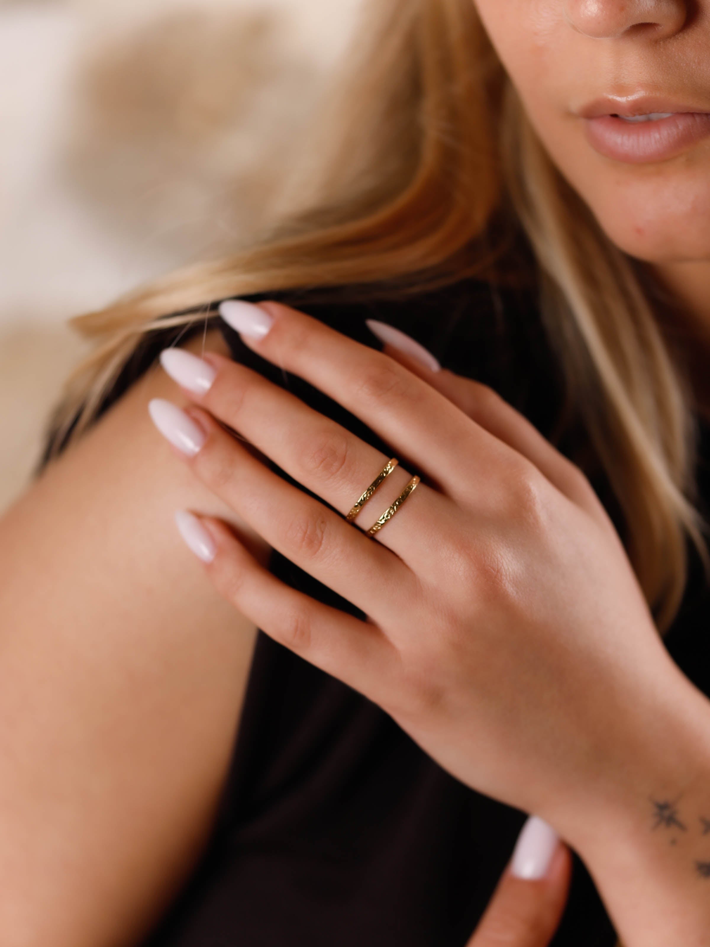 bague en acier inoxydable réglable pour femme 