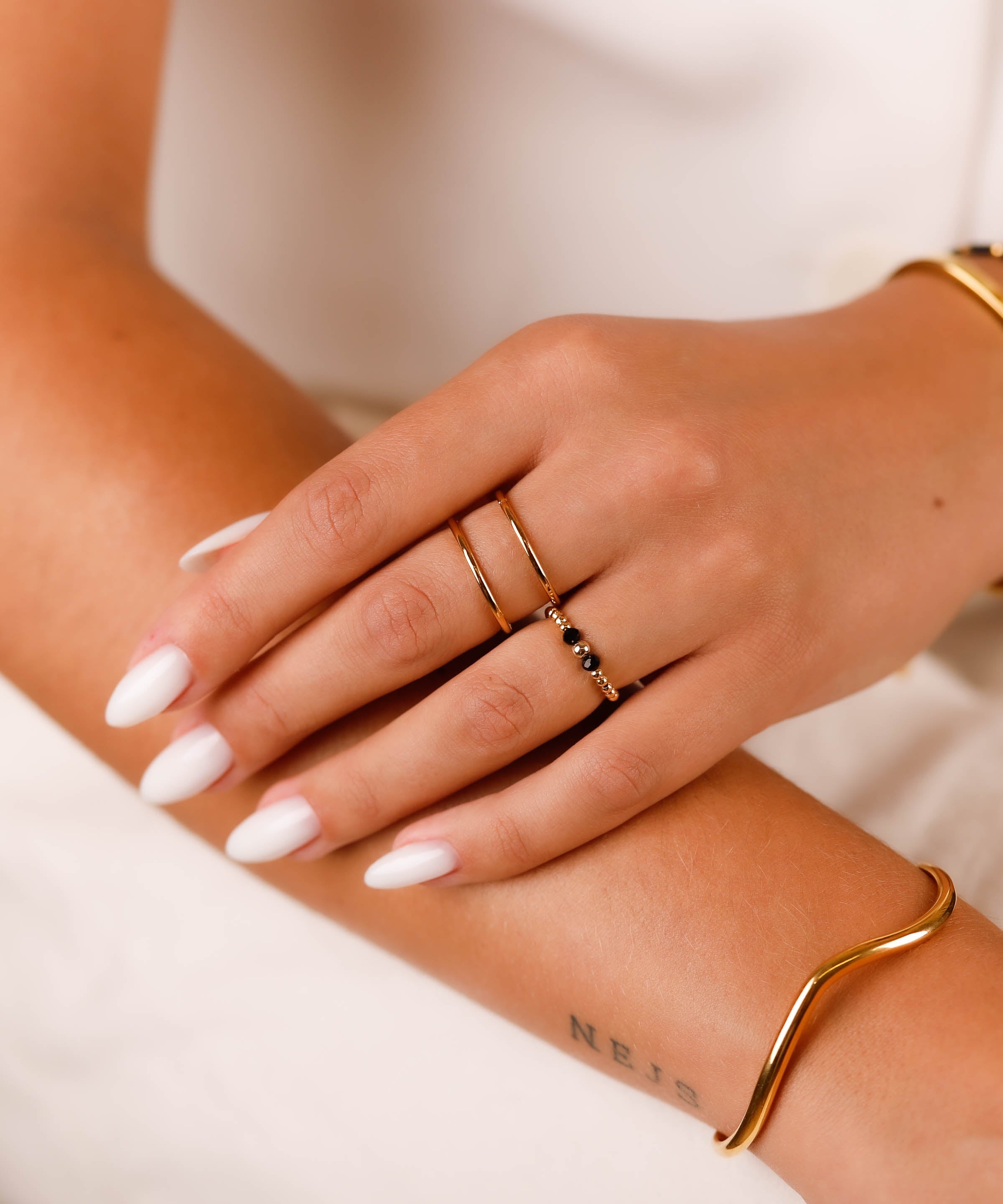 bague en acier inoxydable réglable pour femme 