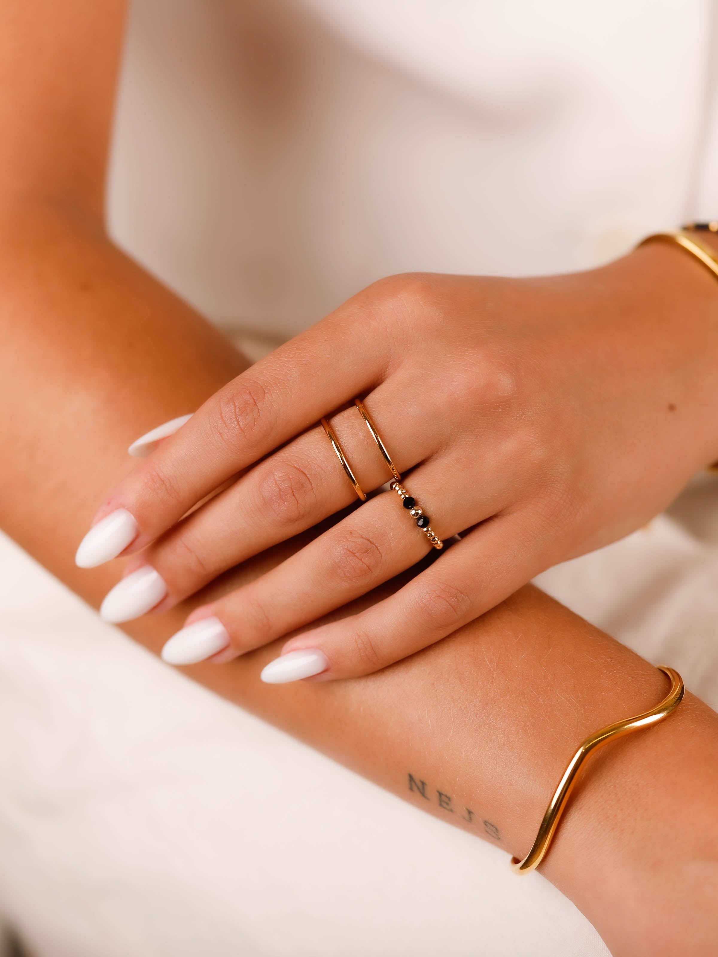 bague en acier inoxydable réglable pour femme 