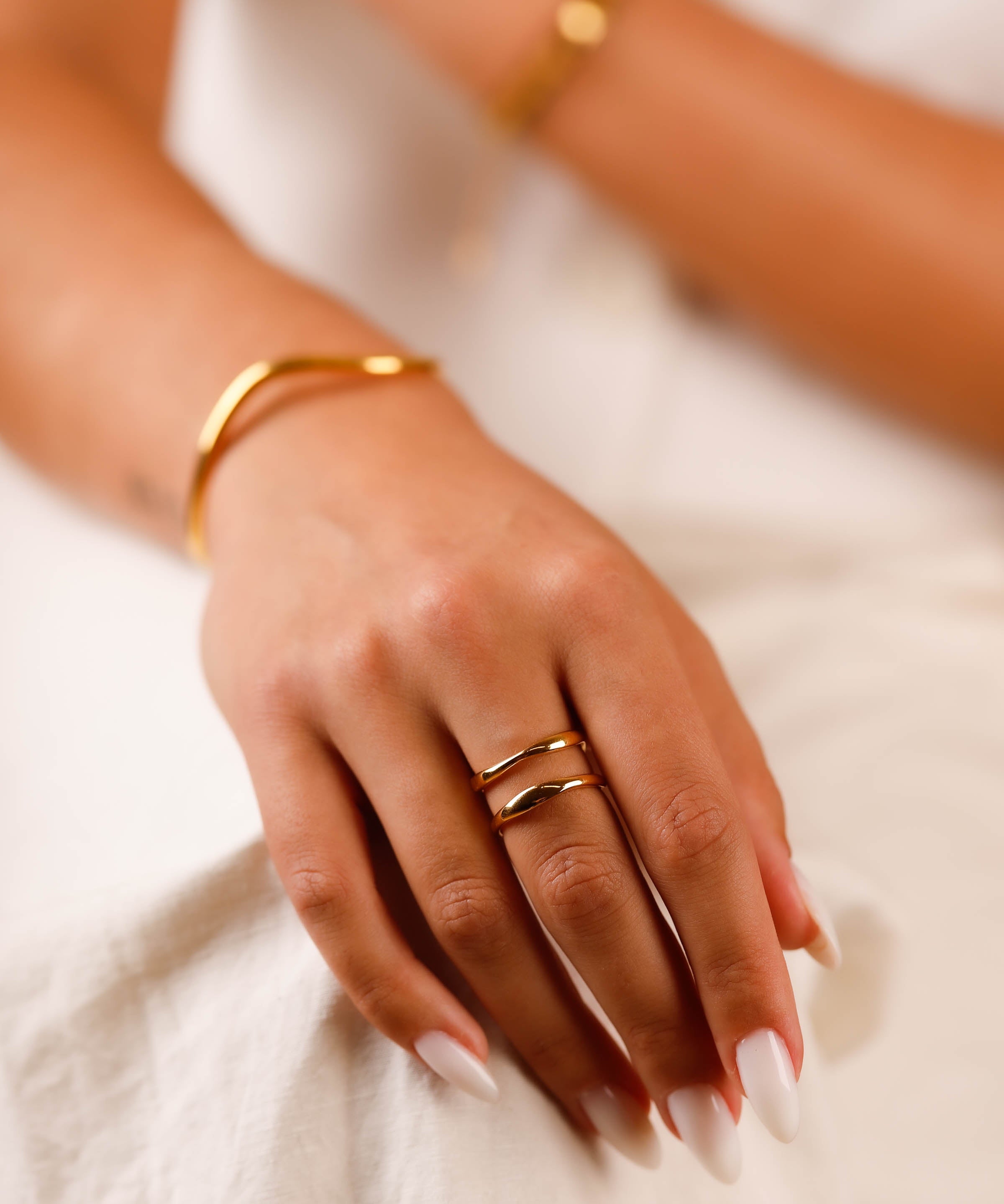 bague en acier inoxydable réglable pour femme 