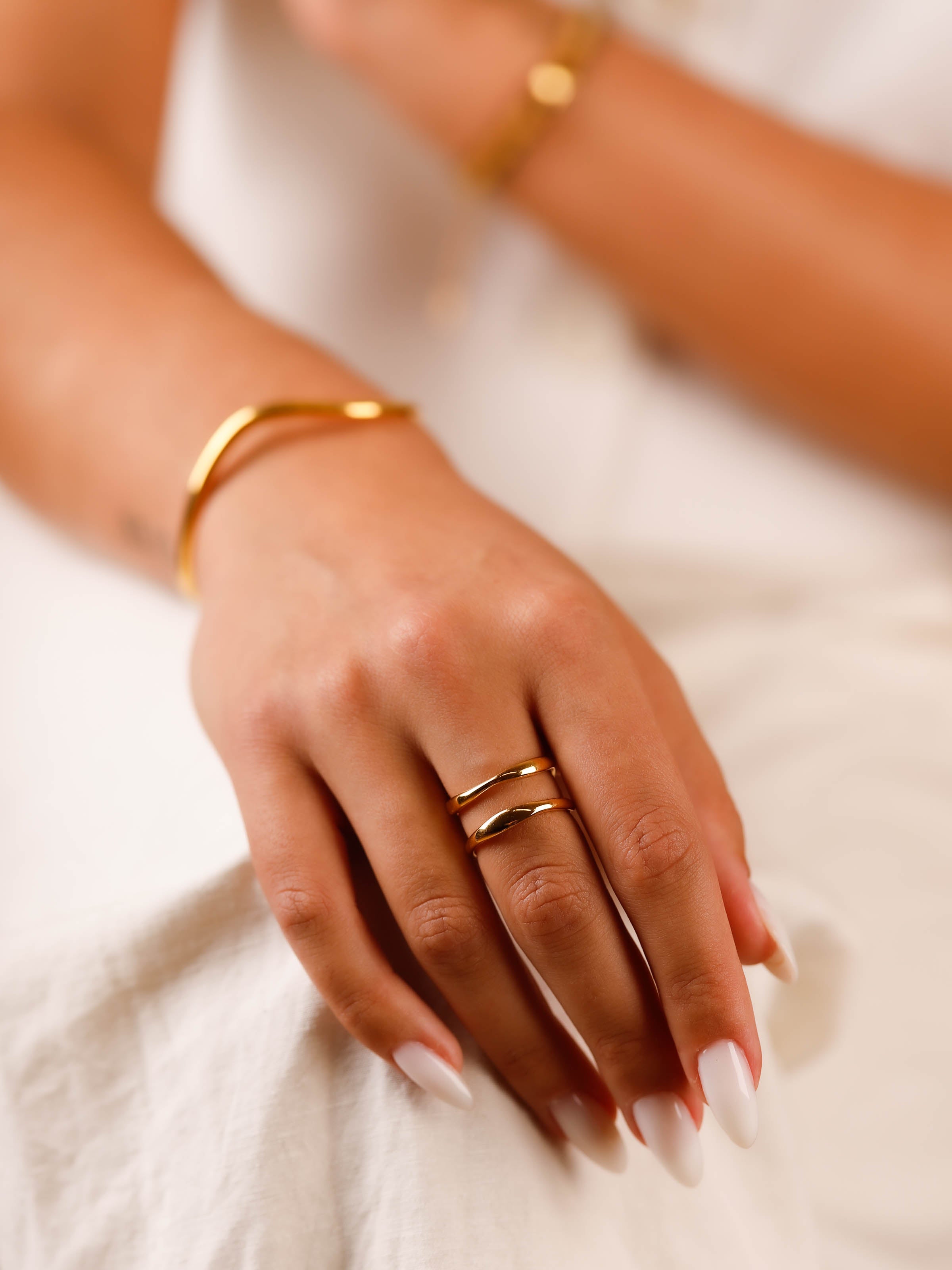 bague en acier inoxydable réglable pour femme 