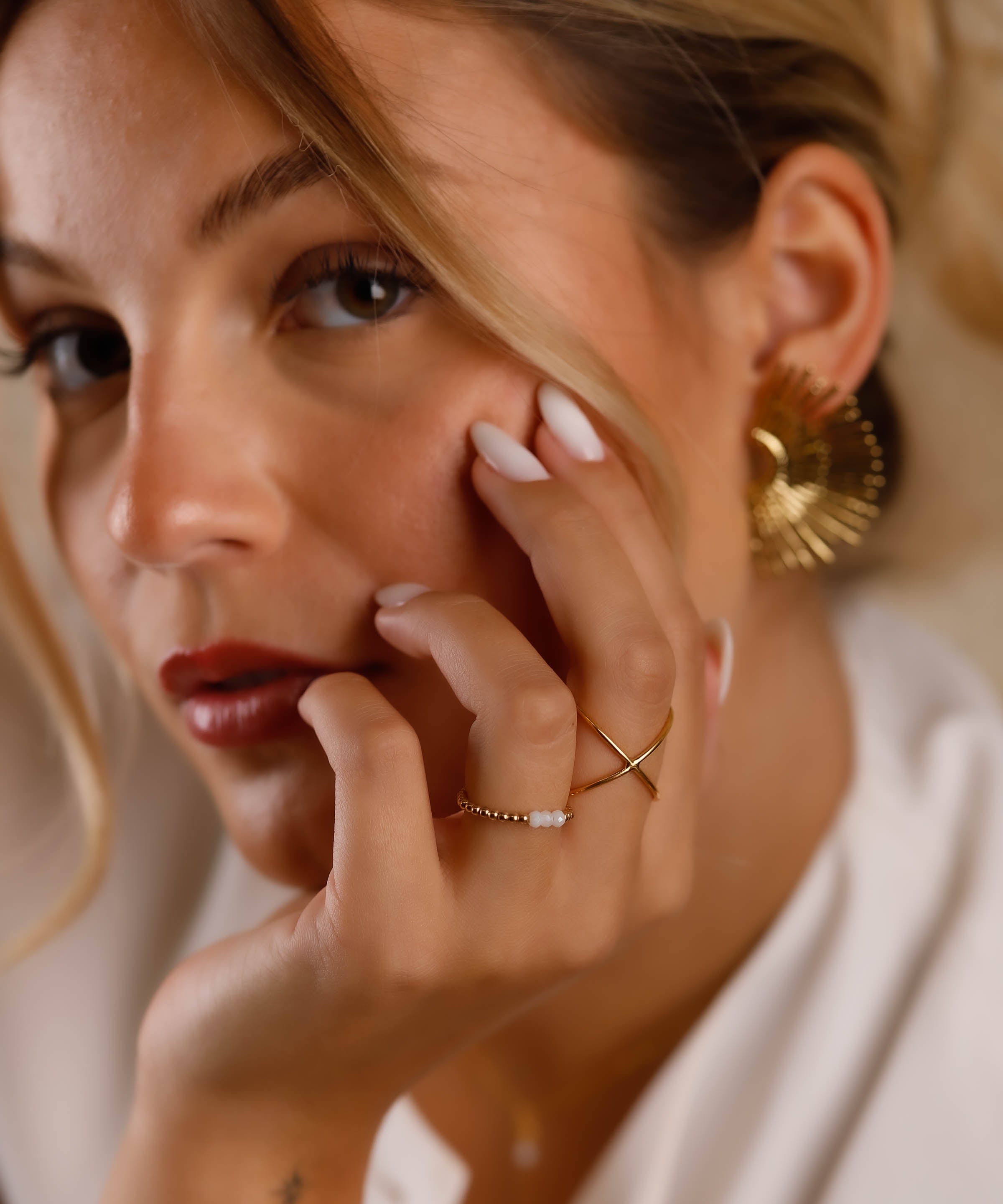 bague en plaqué or réglable pour femme 