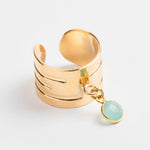 bague en plaqué or avec breloque réglable pour femme 