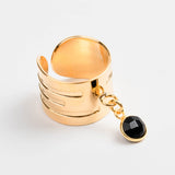 bague en plaqué or avec breloque réglable pour femme 