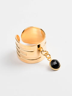 bague en plaqué or avec breloque réglable pour femme 