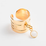 bague en plaqué or avec breloque réglable pour femme 