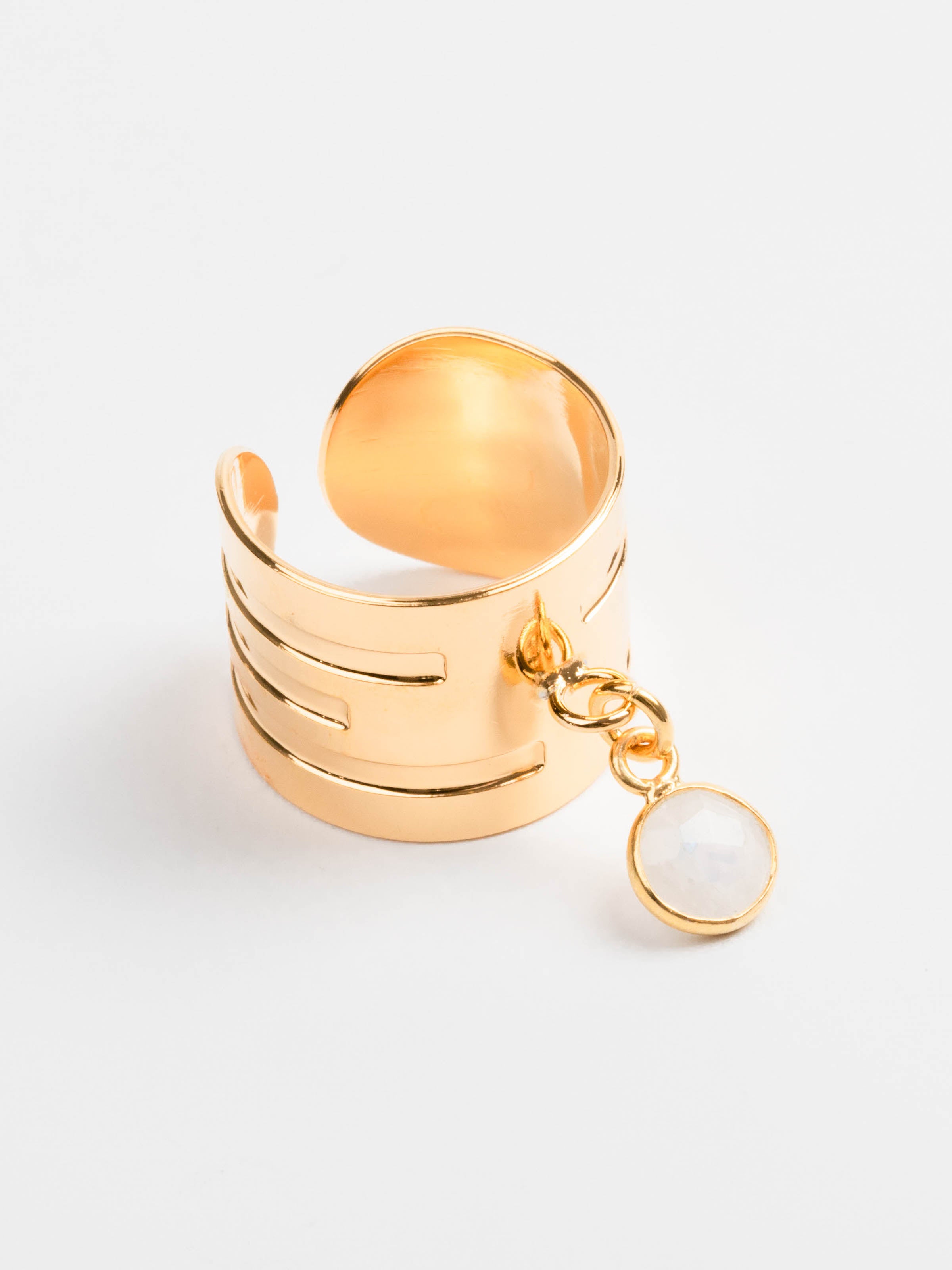 Bague - Pierre naturelle - Pierre de Lune - Plaqué or - LOUISE | L ...