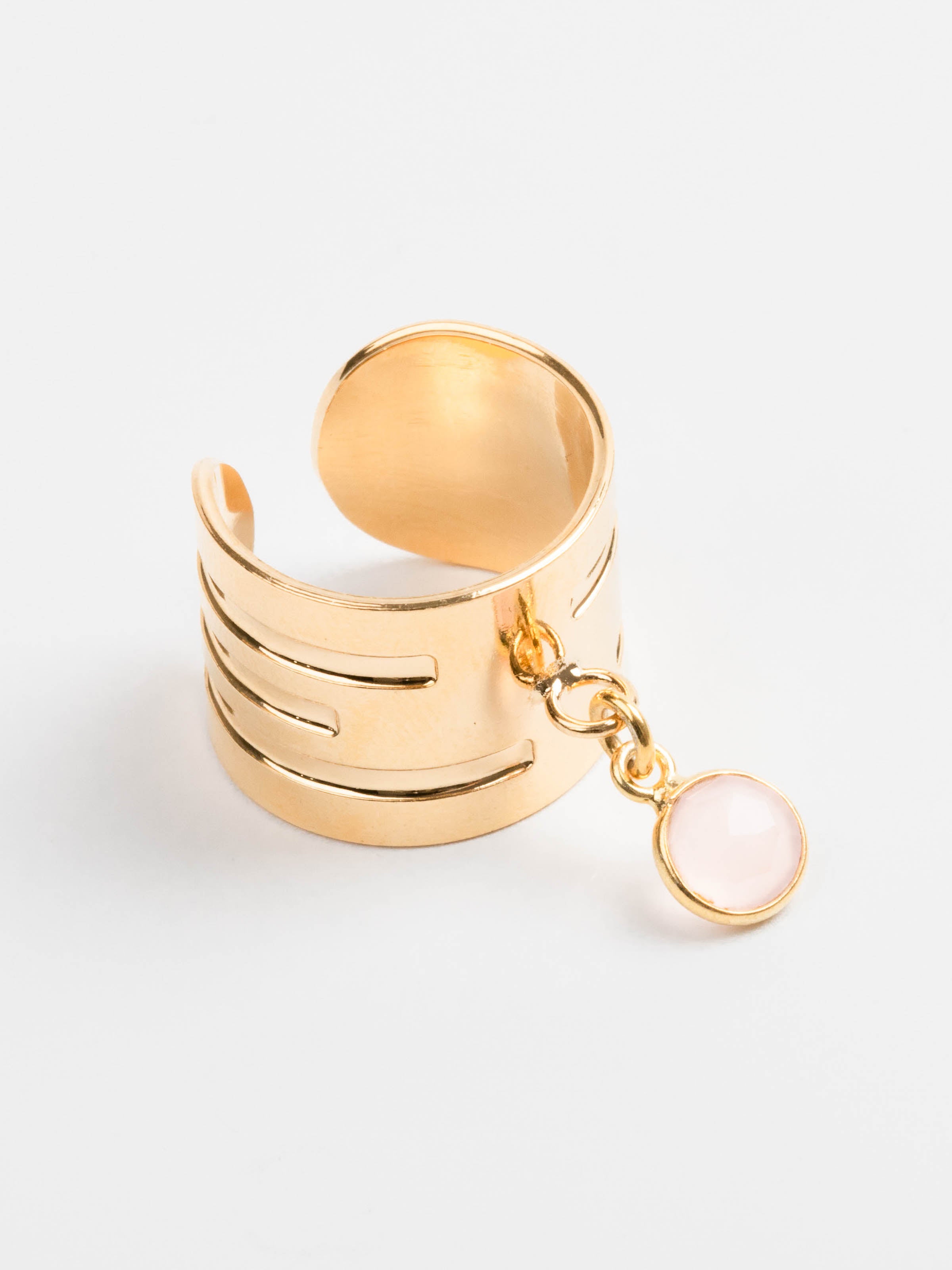 Bague - Pierre naturelle - Quartz Rose - Plaqué or - LOUISE | L'Atelier ...