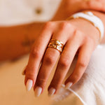 bague en plaqué or réglable pour femme 