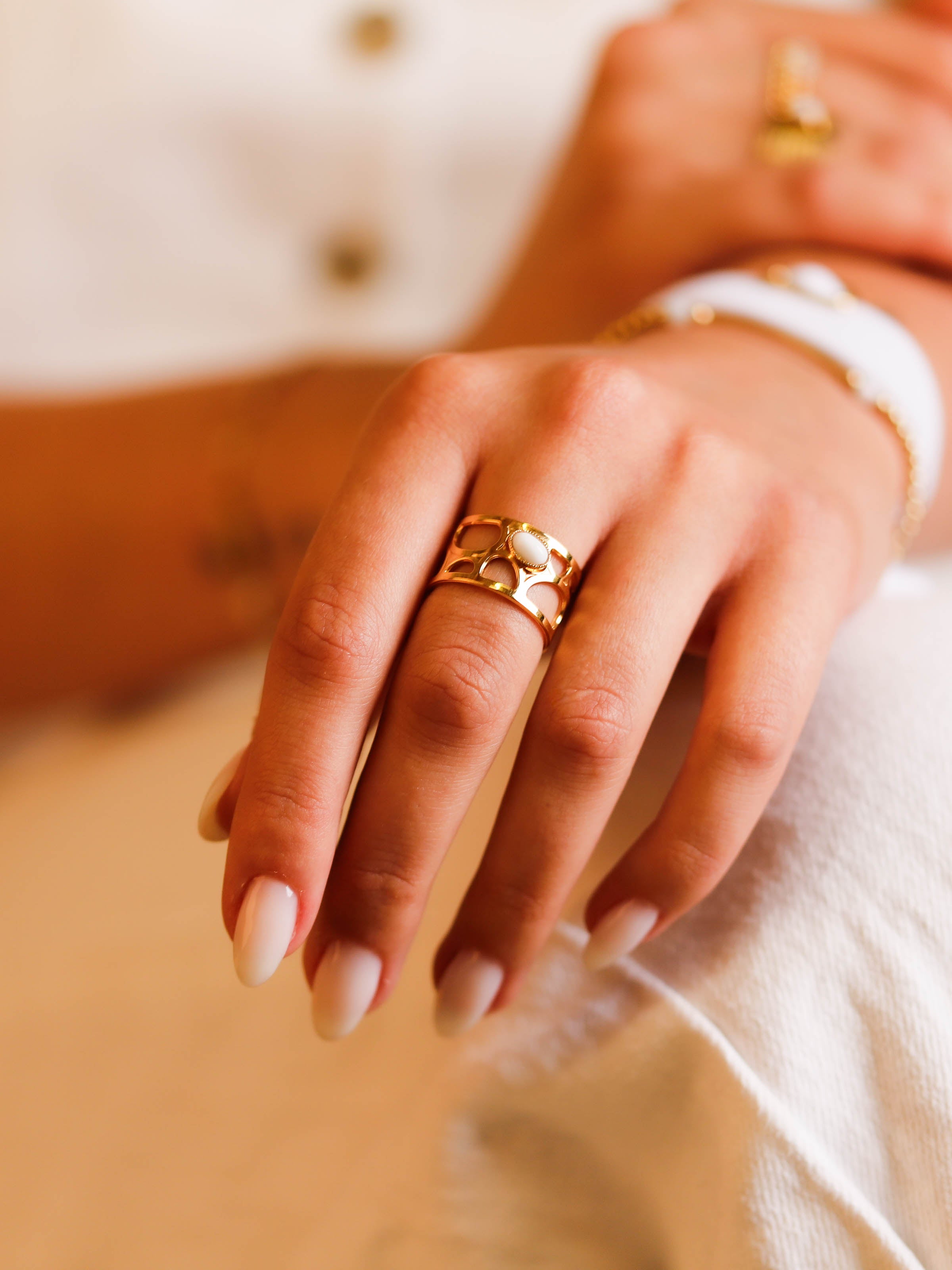 bague en plaqué or réglable pour femme 