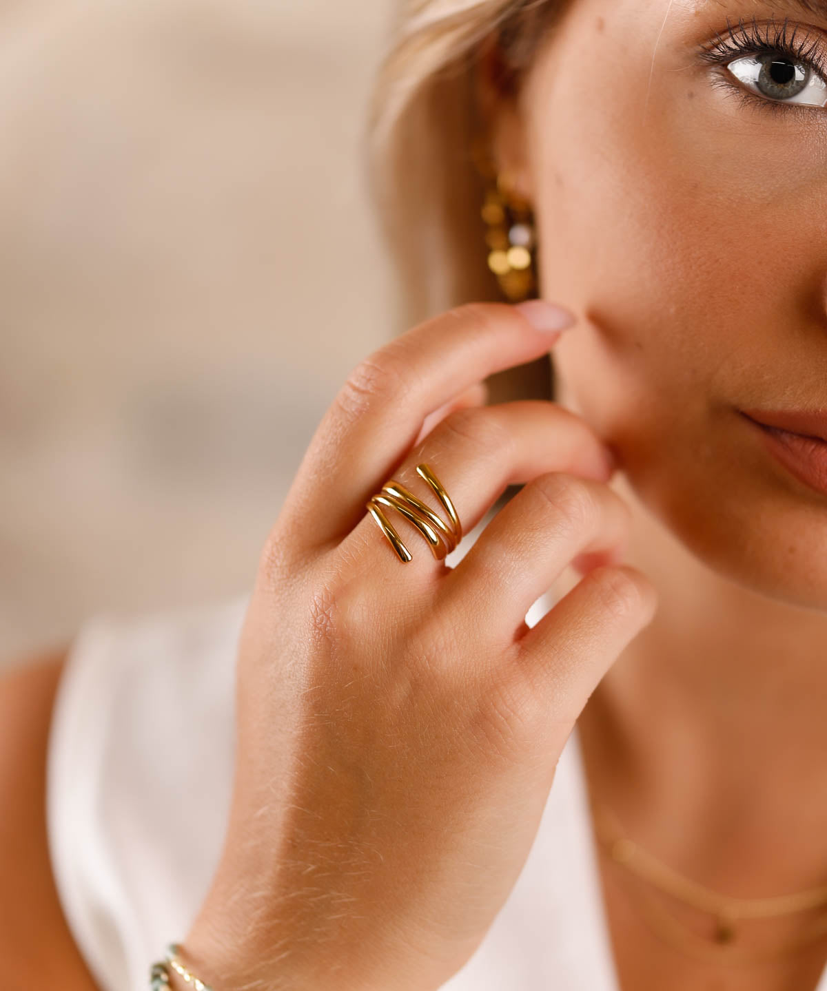 bague réglable en acier inoxydable pour femme 
