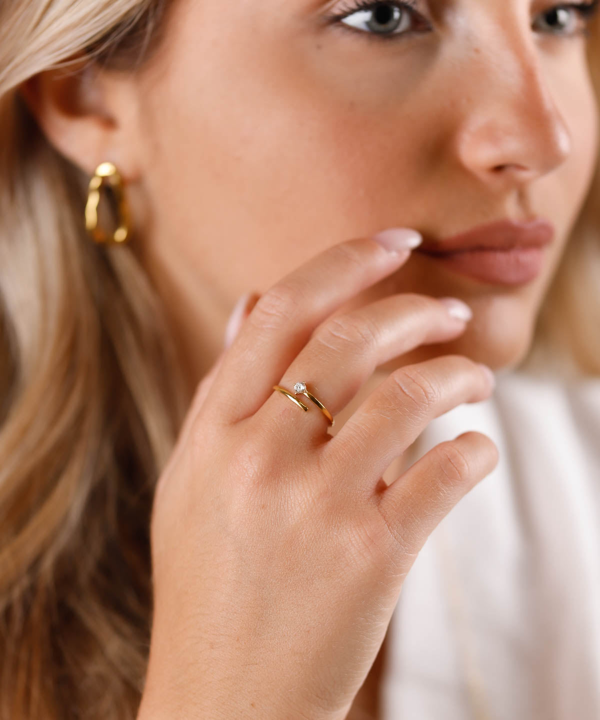 bague réglable en acier inoxydable pour femme 