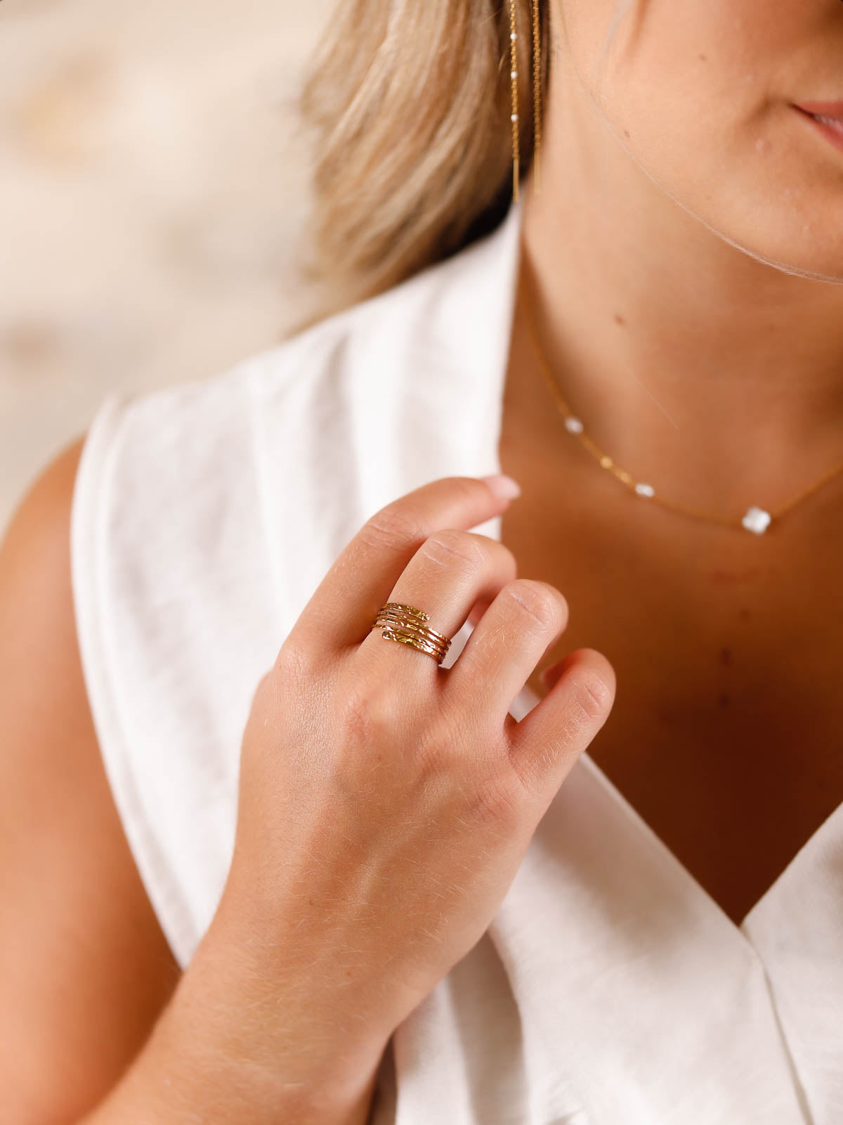 bague réglable en acier inoxydable pour femme