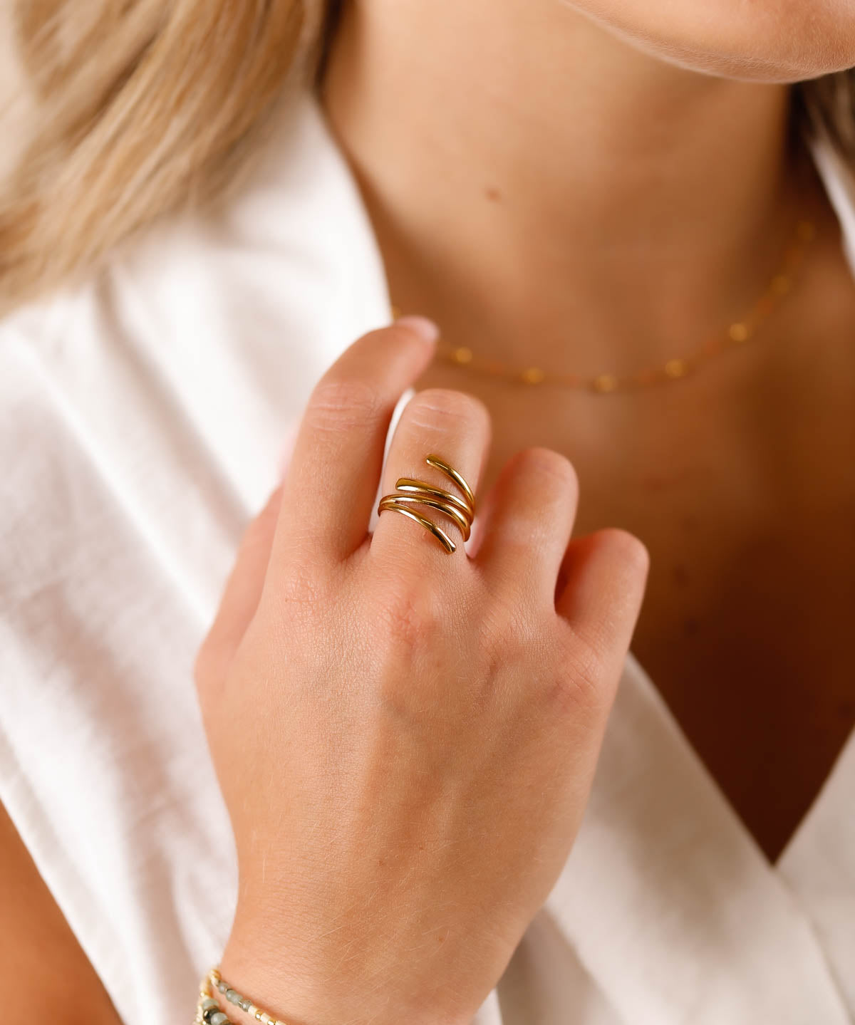 bague réglable en acier inoxydable pour femme 