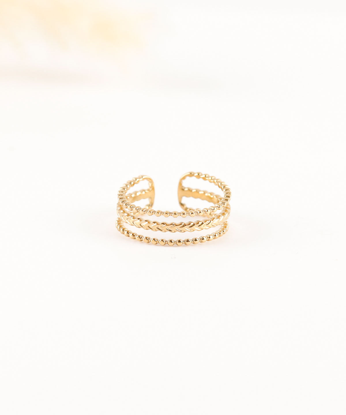 bague multi rang réglable en acier inoxydable pour femme 