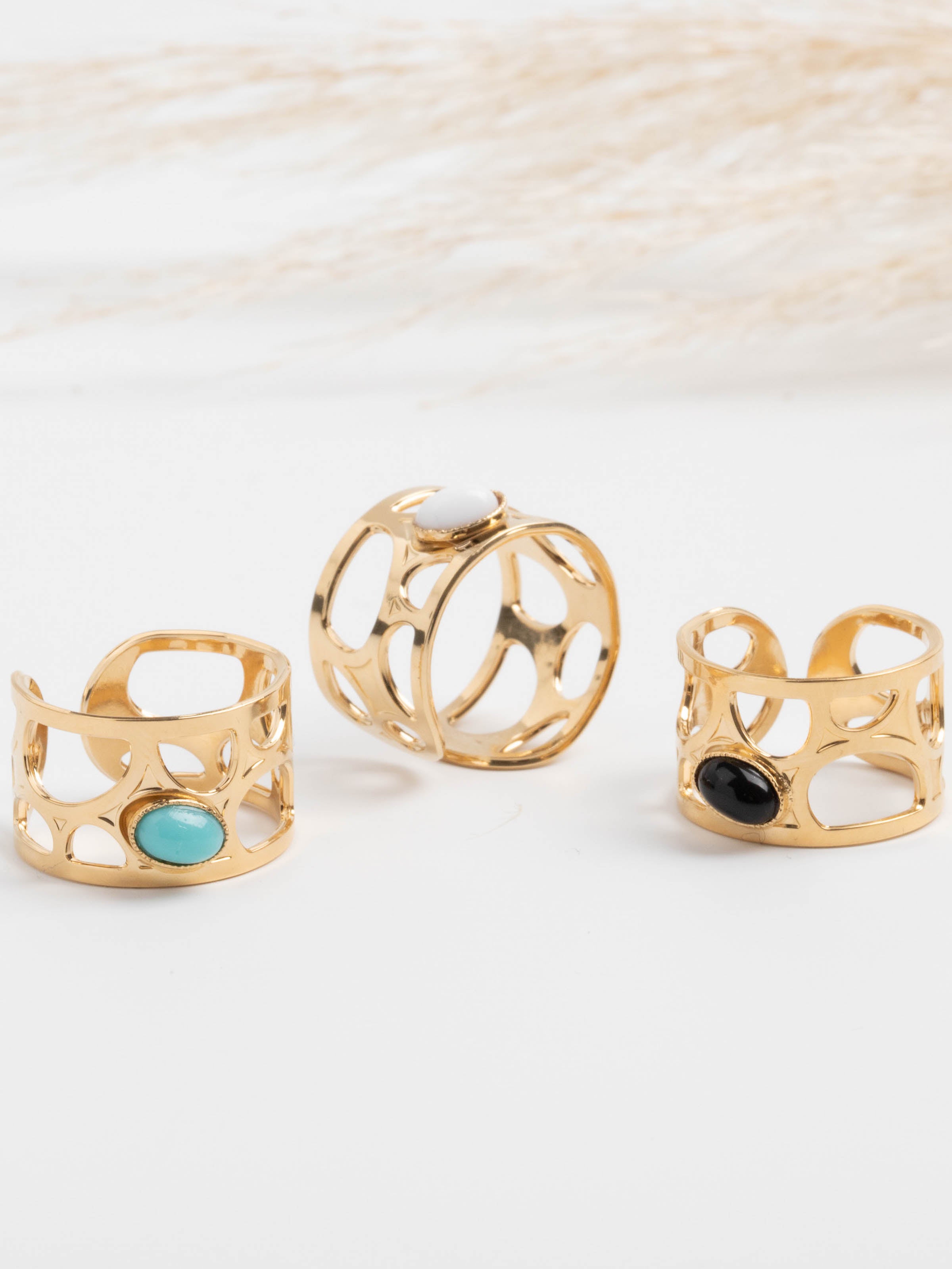 bague en plaqué or réglable pour femme 