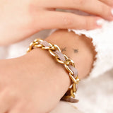 bracelet en acier inoxydable et cordon pour femme 
