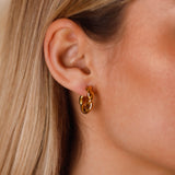 boucles d'oreilles créoles tressées en acier inoxydable pour femme 