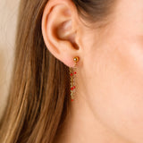 boucles d'oreilles chaîne en acier inoxydable et résine pour femme 