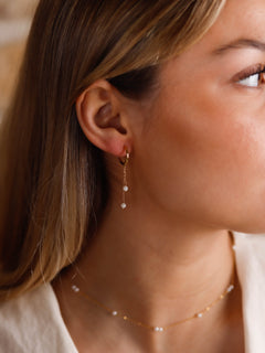 boucles d'oreille créoles en acier inoxydable et nacre pour femme 