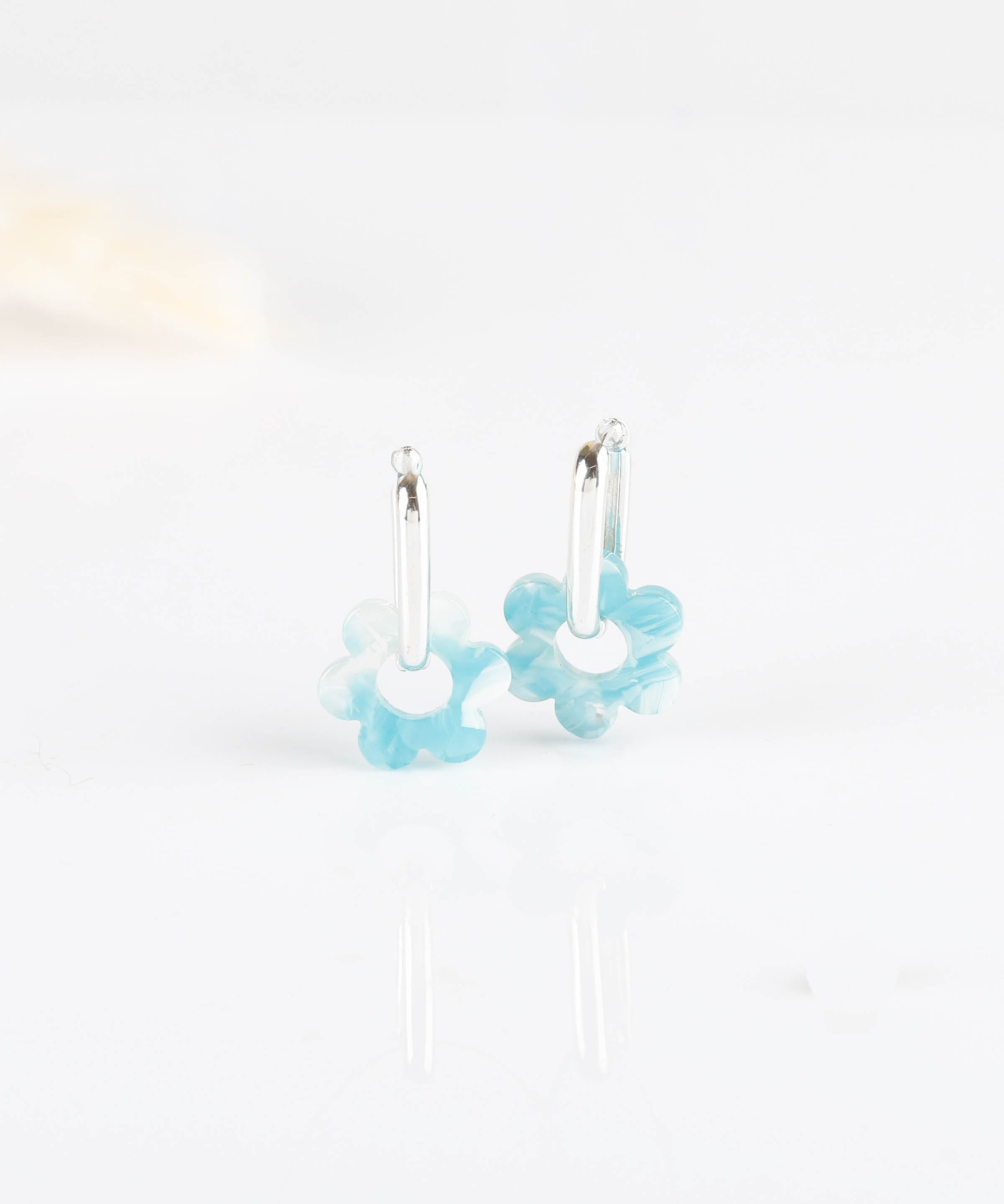 boucles d'oreilles fleur bleu en argent 925 pour femme 