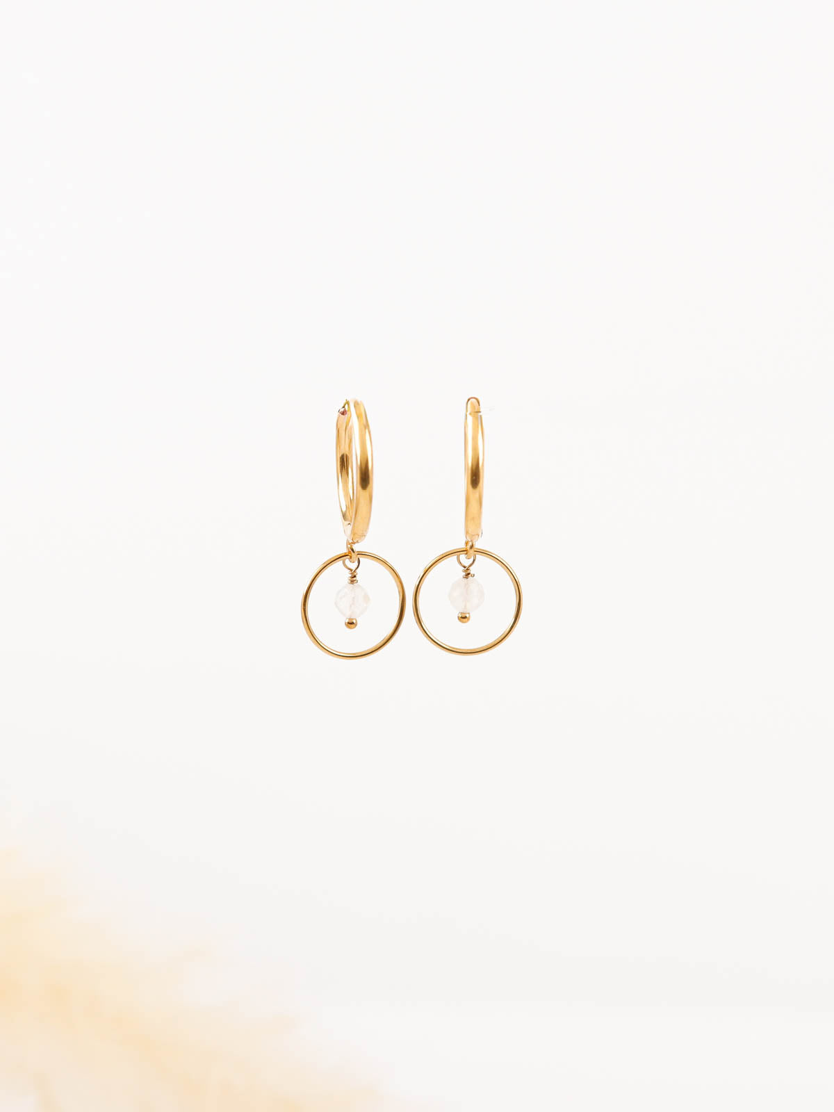 boucles d'oreilles en acier inoxydable et pierre de lune pour femme 
