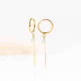 boucles d'oreilles créoles en acier inoxydable avec chaîne pour femme 