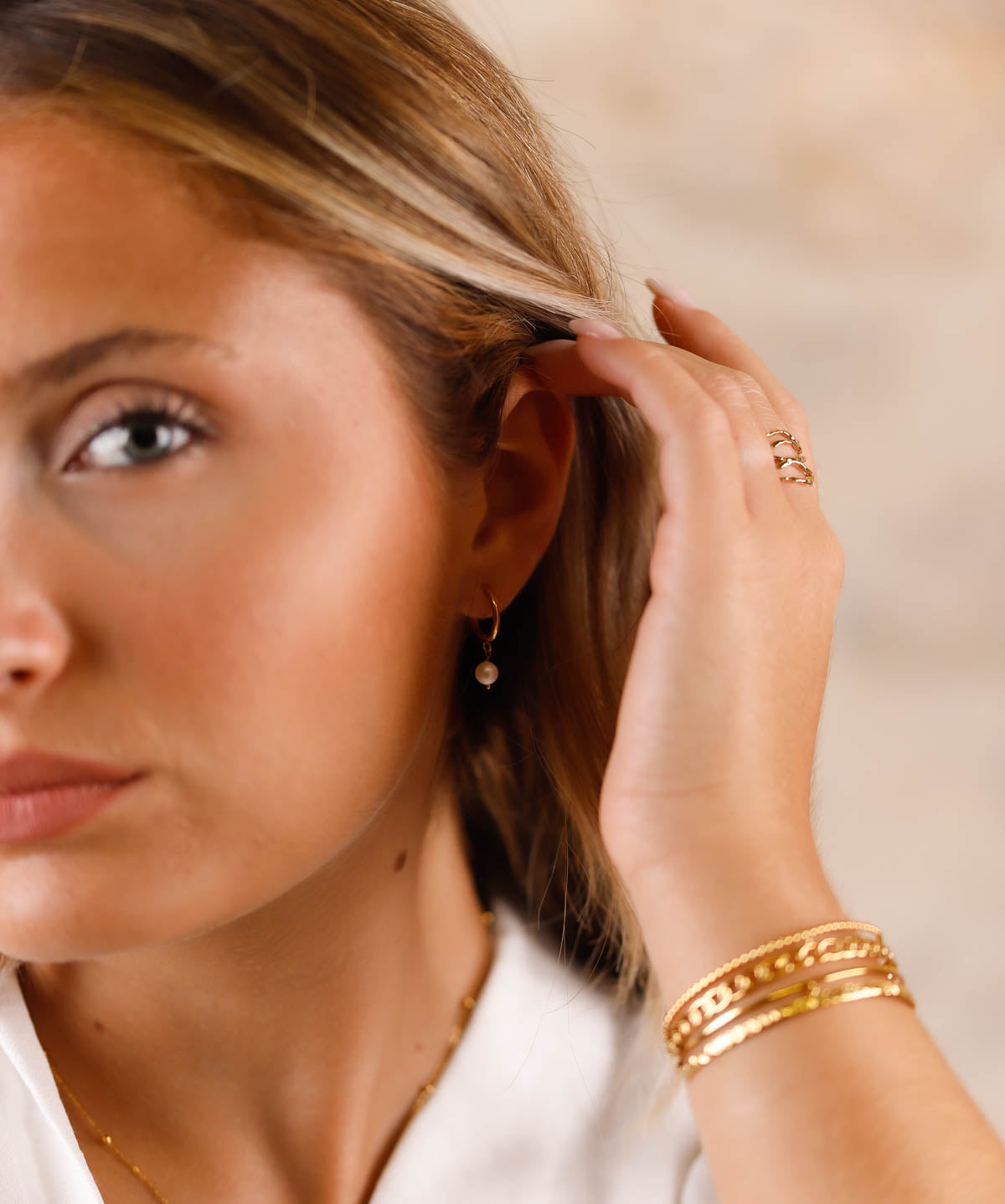 boucles d'oreilles en acier inoxydable et pierre d'eau douce pour femme 