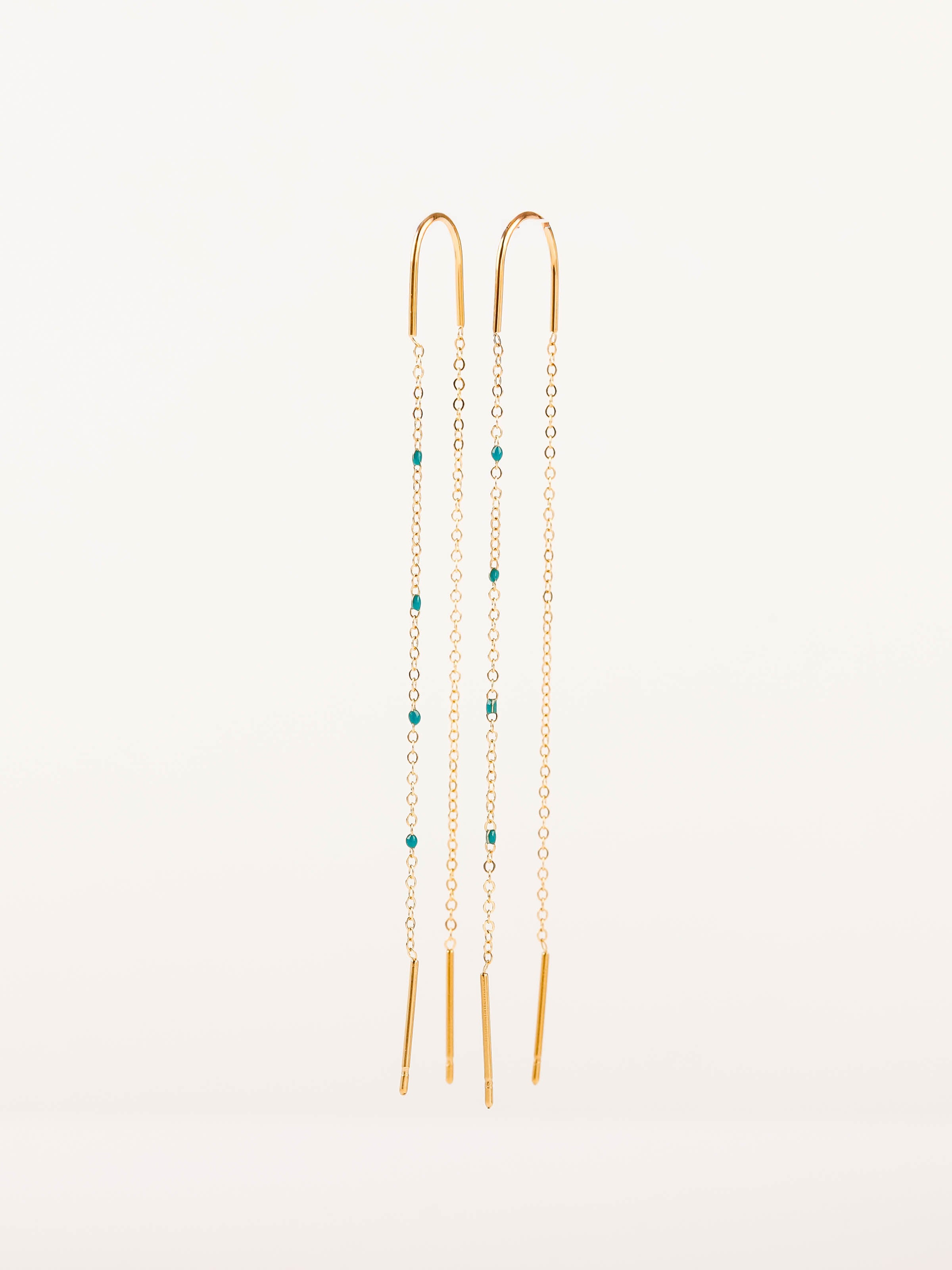 boucles d'oreilles chaîne en acier inoxydable et résine pour femme 