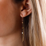 boucles d'oreilles chaînes fines et palets en acier inoxydable pour femme 