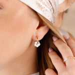 boucles d'oreilles créoles en acier inoxydable et nacre pour femme 