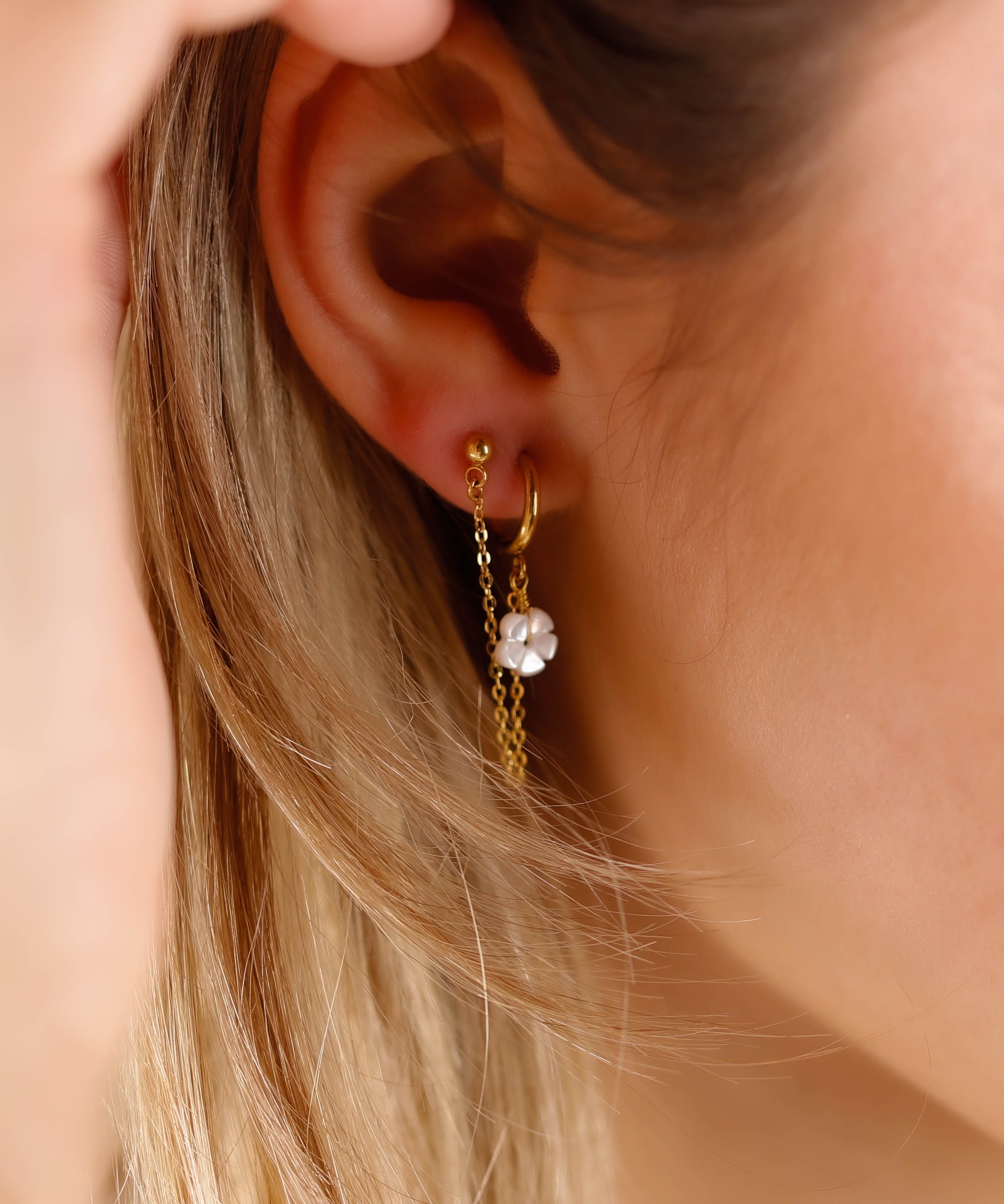 boucles d'oreilles chaîne en acier inoxydable pour femme 