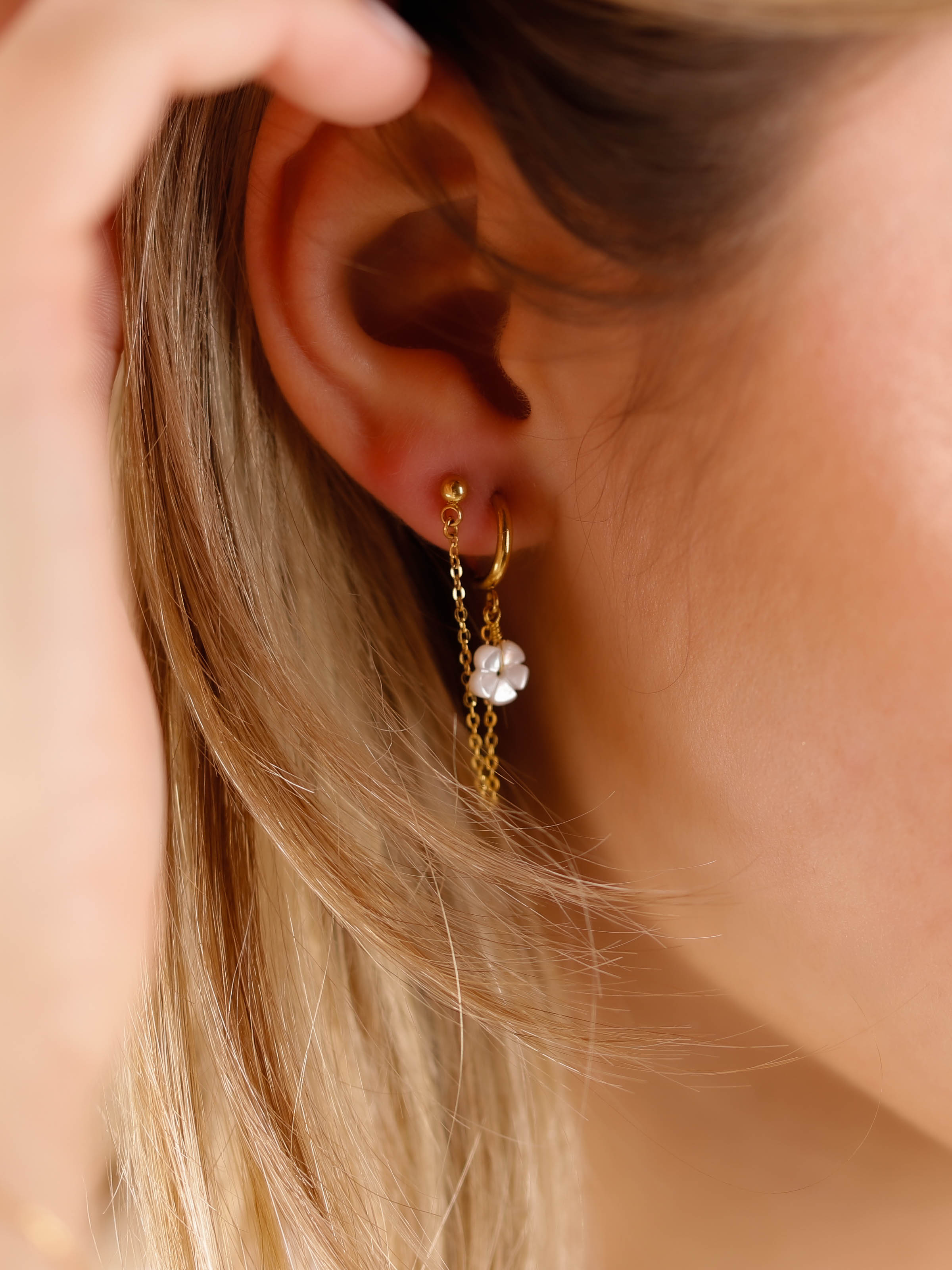 boucles d'oreilles chaîne en acier inoxydable pour femme 