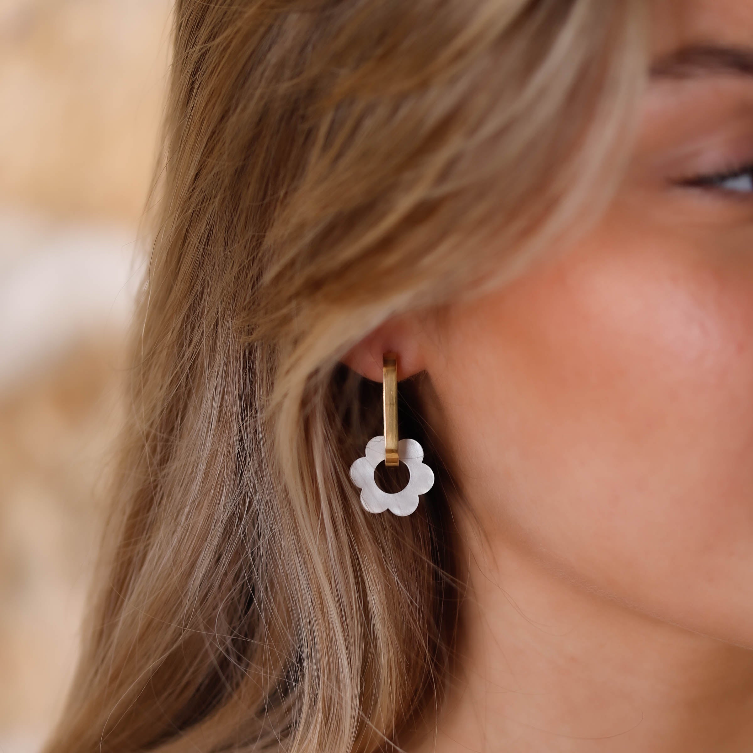 boucles d'oreilles fleur en acier inoxydable pour femme 