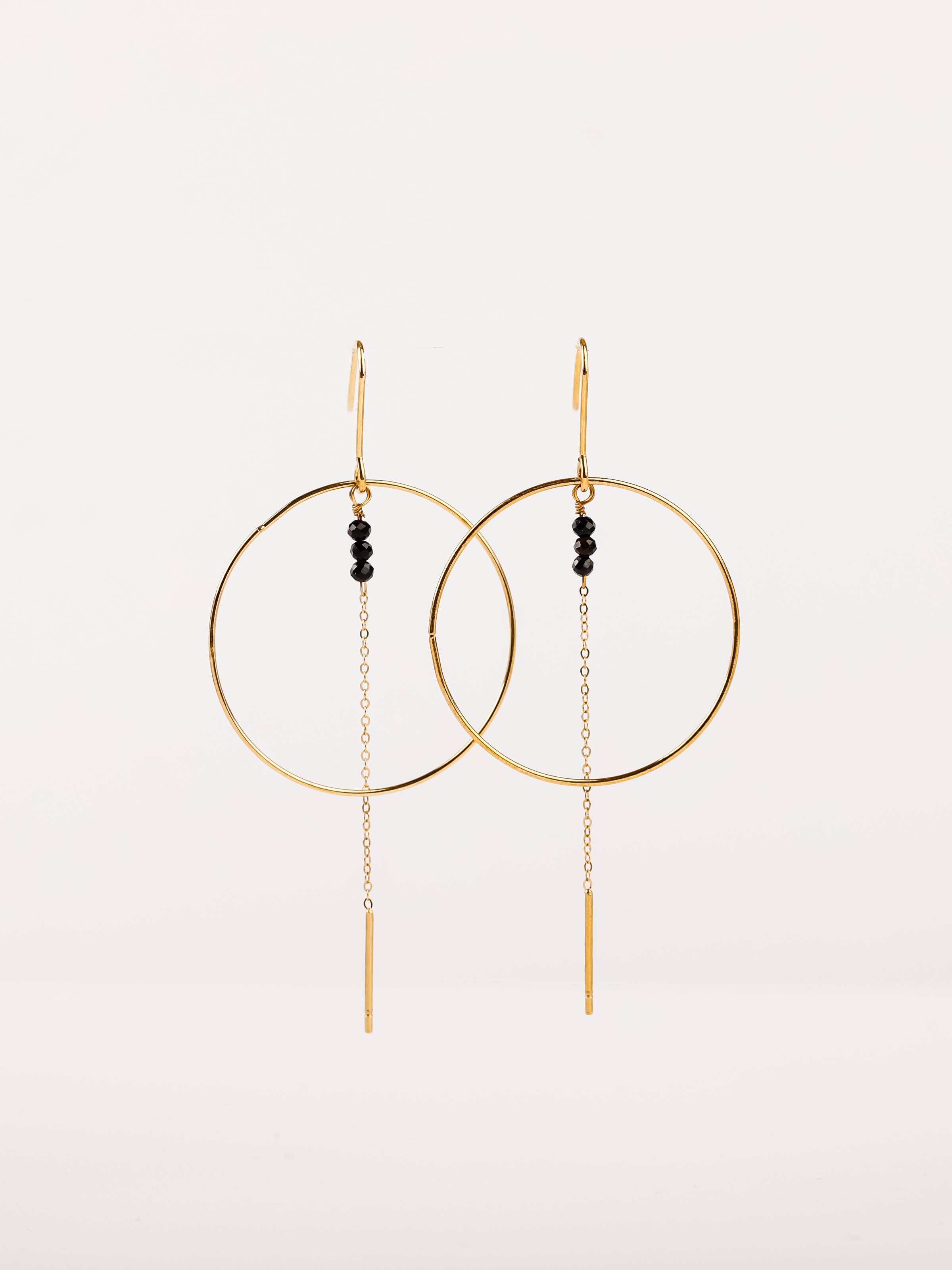 boucles d'oreilles créoles en acier inoxydable avec chaîne pour femme