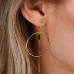 boucles d'oreilles créoles en acier inoxydable avec chaîne pour femme 