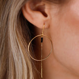 boucles d'oreilles créoles en acier inoxydable avec chaîne pour femme 