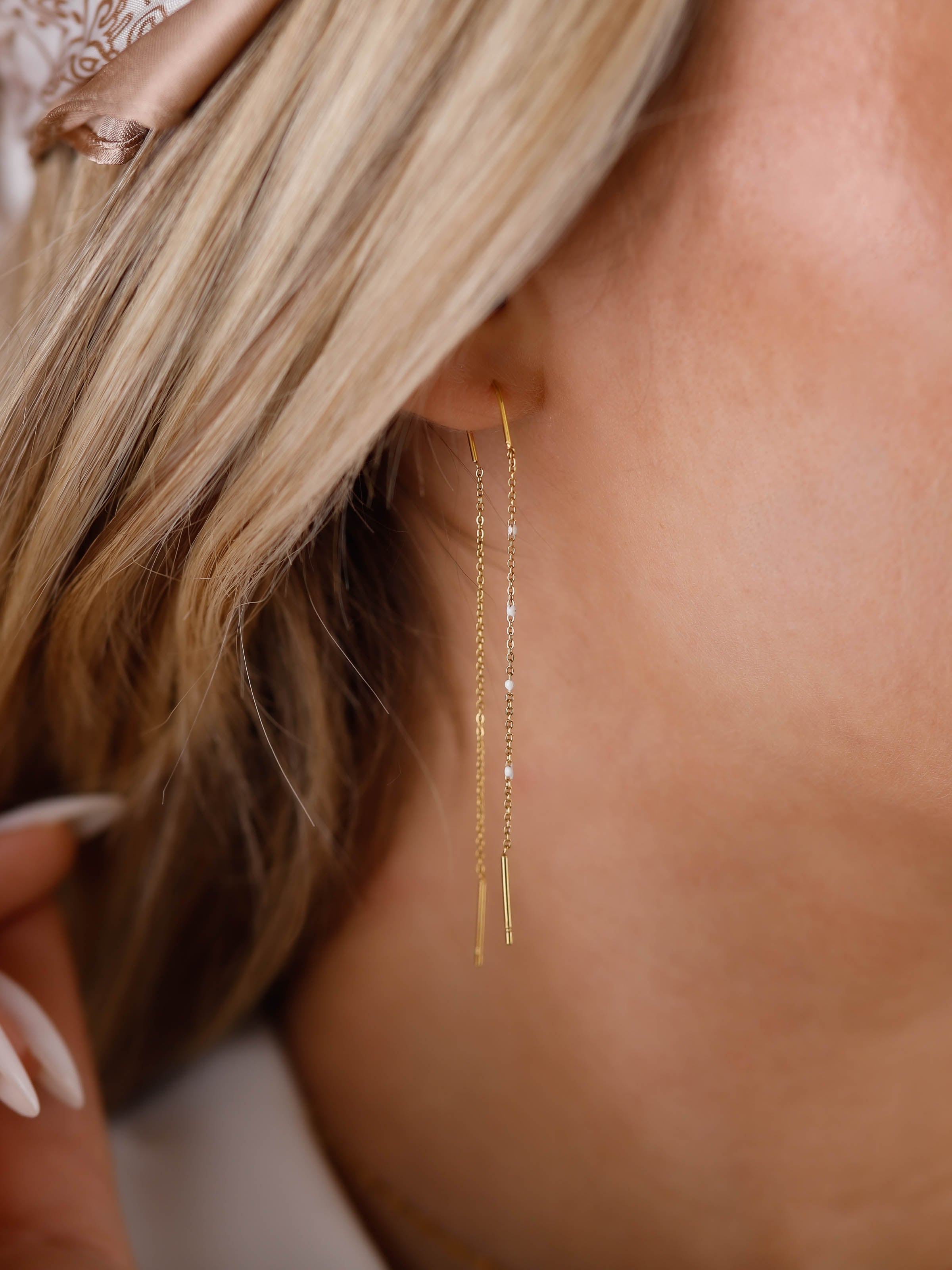 boucles d'oreilles chaîne en acier inoxydable pour femme 