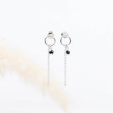 boucles d'oreilles chaîne en argent et onyx pour femme 