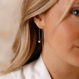 Boucles d'oreilles - Chaine - Perle - Acier inoxydable - PAULINE