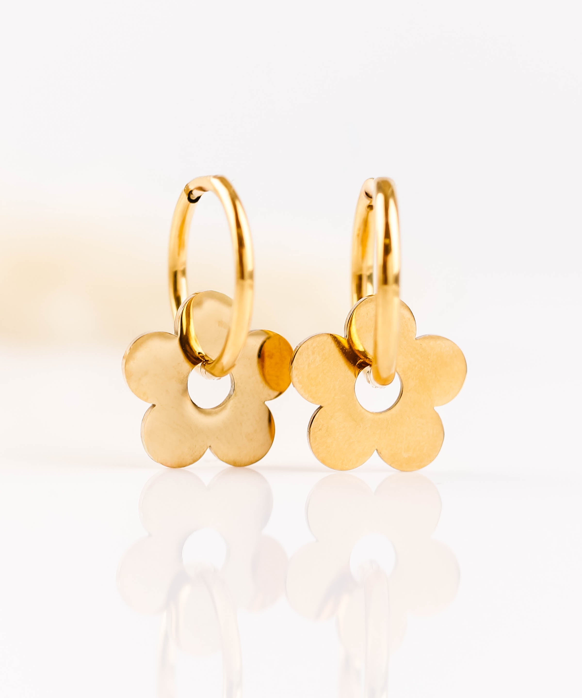 boucles d'oreilles fleur en acier inoxydable pour femme 