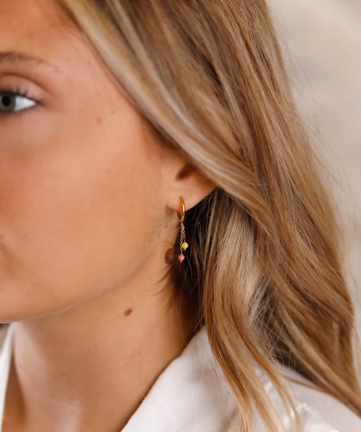 boucles d'oreilles en acier inoxydable et pierre naturelle pour femme  