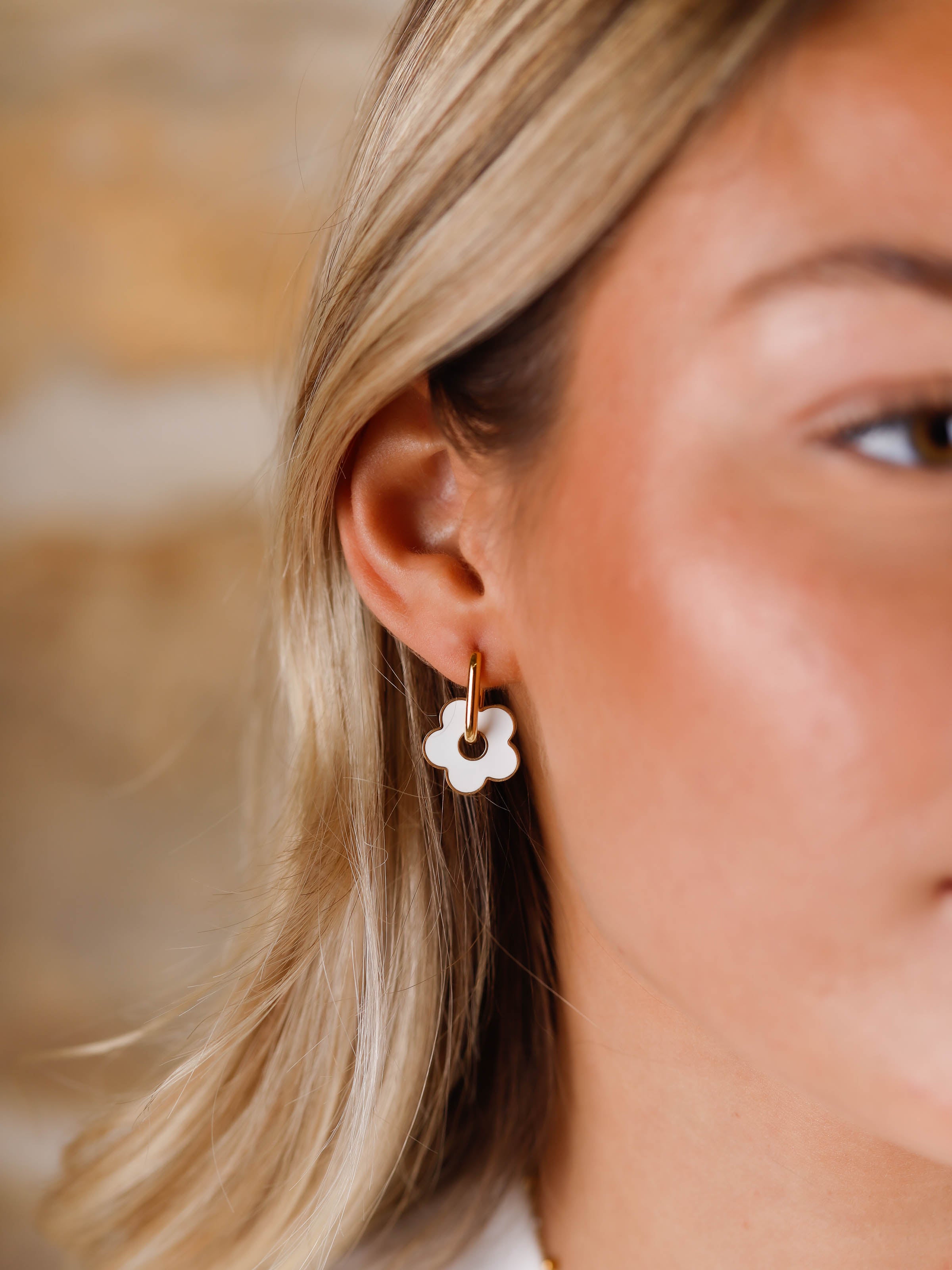 boucles d'oreilles fleurs en acier inoxydable pour femme 
